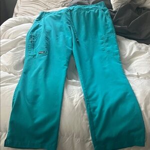 Teal Drawstring Scrub Pants Medium Petite